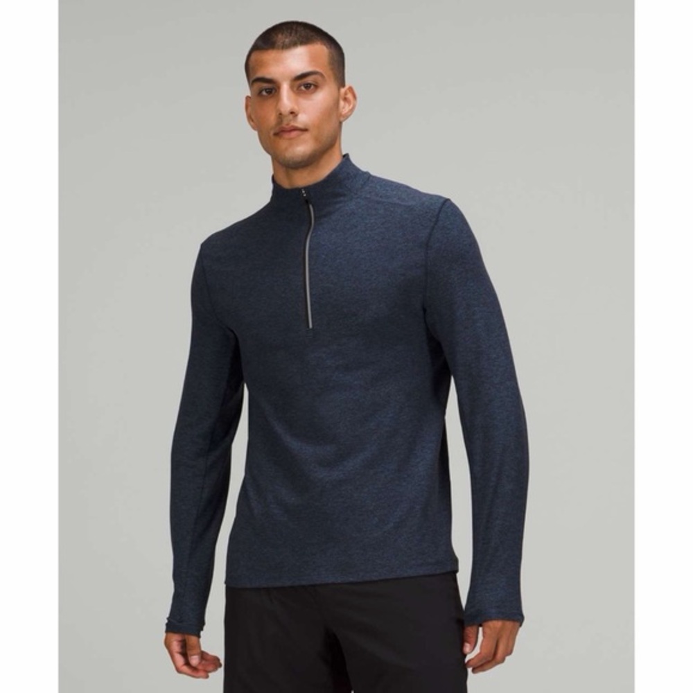 Lululemon Surge Warm Reflective 1/2 Zip Heathered True Navy